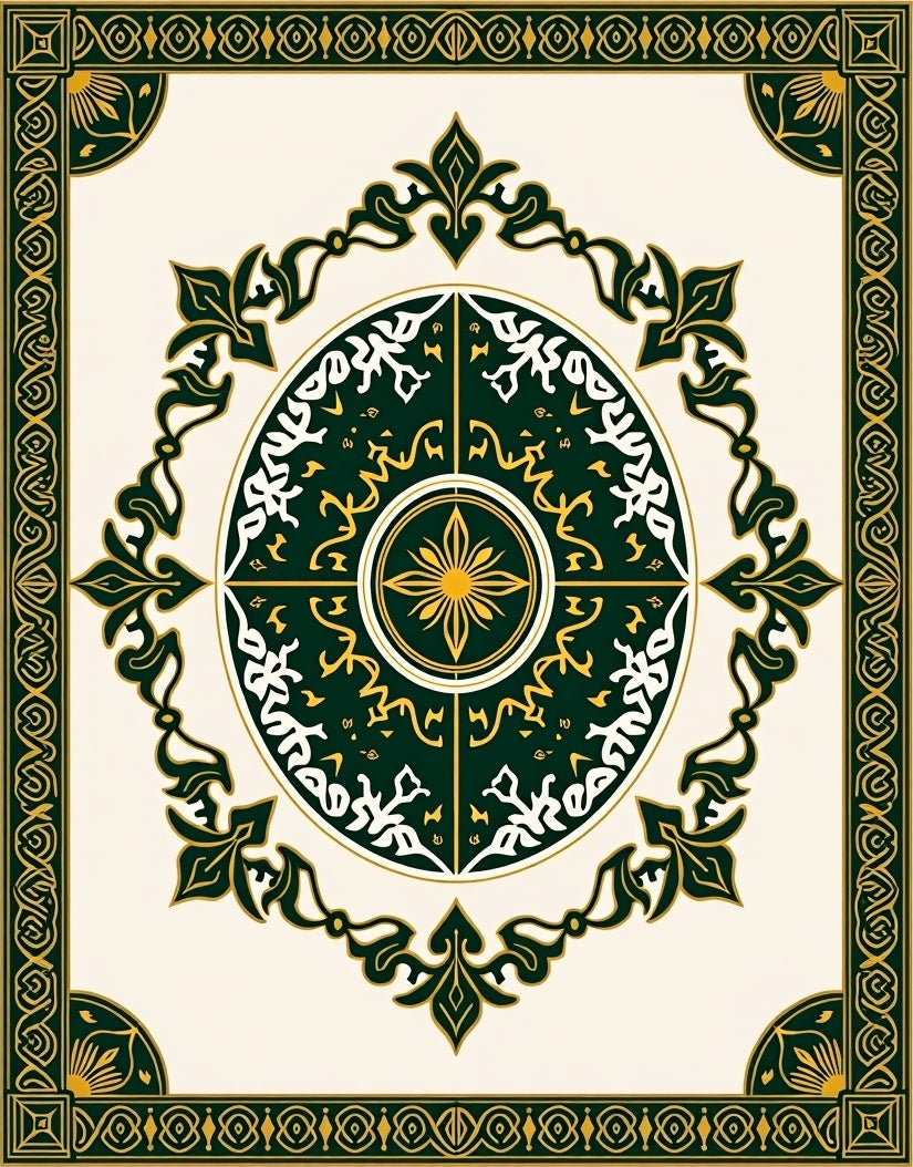 Emerald Green Golden Floral Medallion Rug