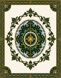 Emerald Green Golden Floral Medallion Rug