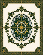 Emerald Green Golden Floral Medallion Rug