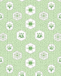 Pale Green Floral Hexagon Arrangement Rug