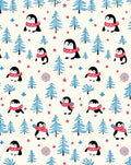 Cute Penguin Winter Forest Medallion Rug