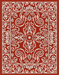 Rust Cream Ornamental Scroll Medallion Rug