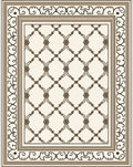 Elegant Cream Brown Lattice Border Rug