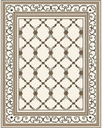 Elegant Cream Brown Lattice Border Rug