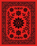 Bold Red Floral Garland Art Rug