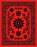 Bold Red Floral Garland Art Rug