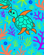 Aqua Turtle Coral Reef Celebration Rug