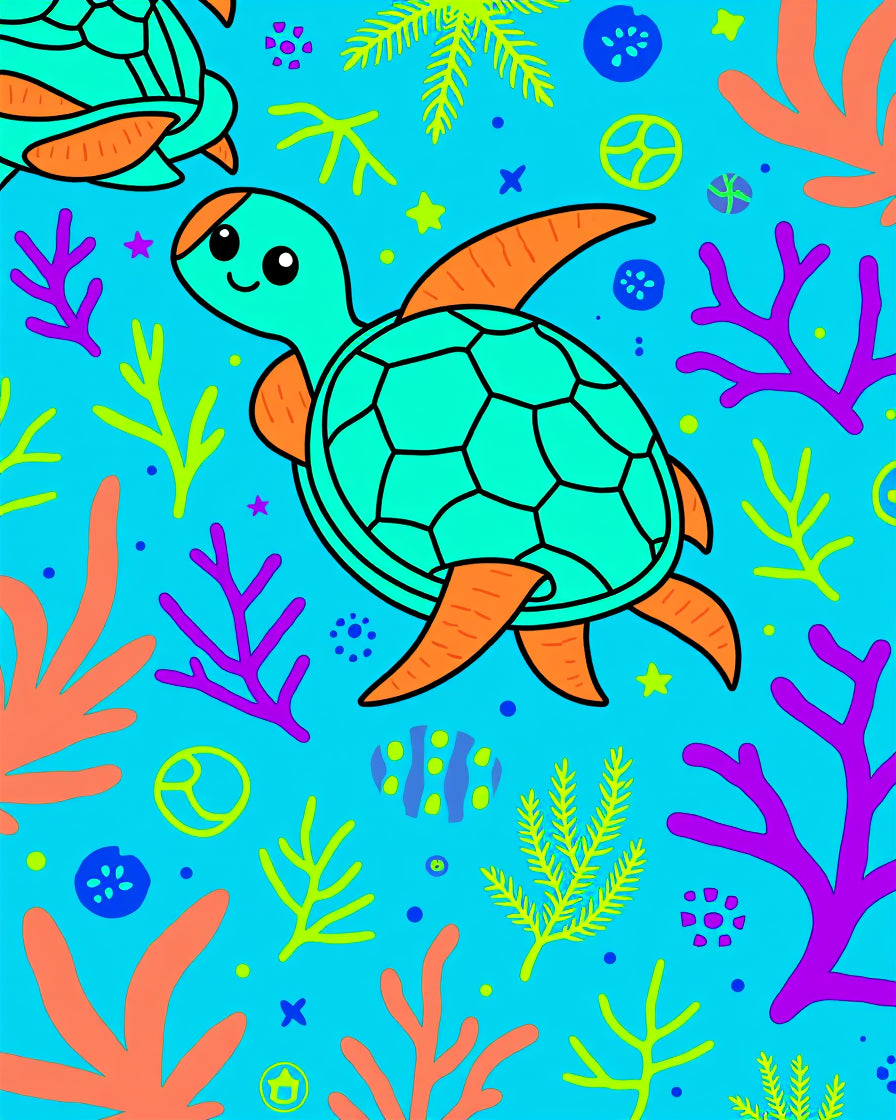 Aqua Turtle Coral Reef Celebration Rug