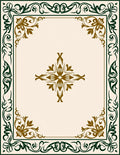 Olive Green Gold Scrollwork Centerpiece Rug