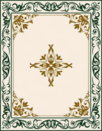 Olive Green Gold Scrollwork Centerpiece Rug