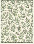 Delicate Green Leaf Botanical Arrangement Rug