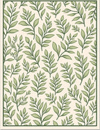 Delicate Green Leaf Botanical Arrangement Rug