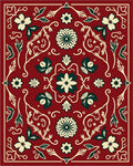 Crimson Botanical Floral Medallion Rug
