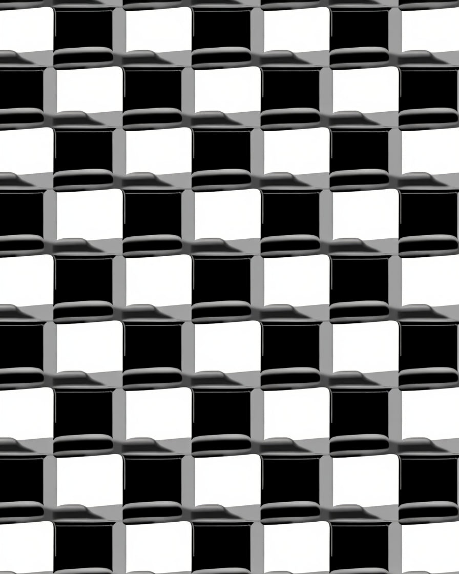 Monochrome Checkerboard Grid Rug