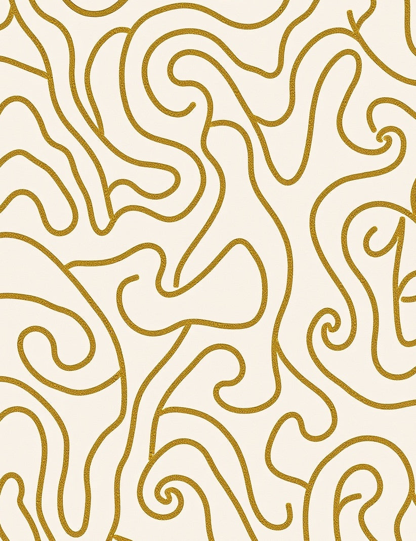 Gold Swirl Abstract Line Rug