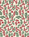 Crimson Green Floral Branches Rug