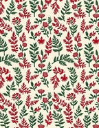 Crimson Green Floral Branches Rug