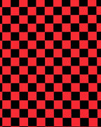 Bold Red Black Checkerboard Squares Rug