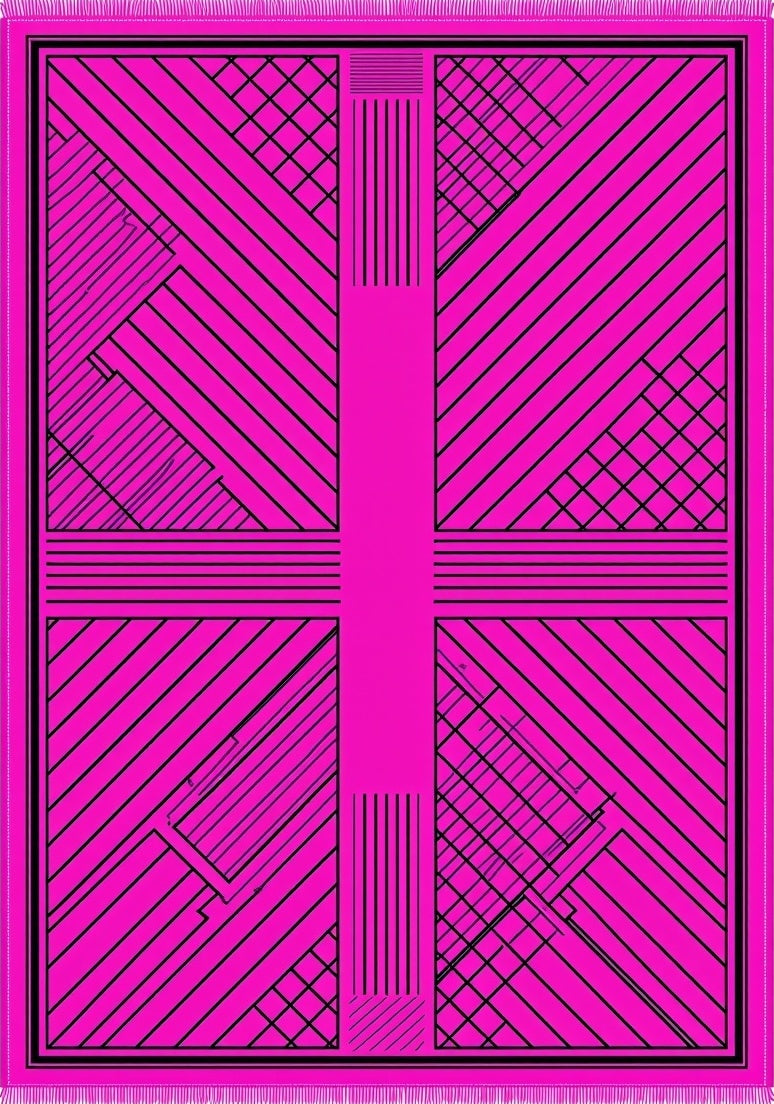 Hot Pink Geometric Abstract Lines Rug
