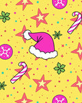 Pink Christmas Hat Stars Candy Canes Rug