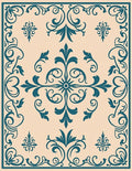 Teal Vintage Floral Scrollwork Rug