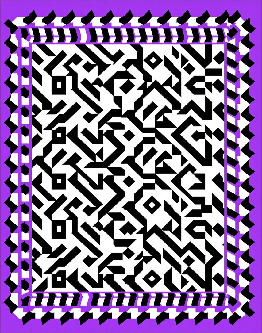 Bold Purple Geometric Maze Rug