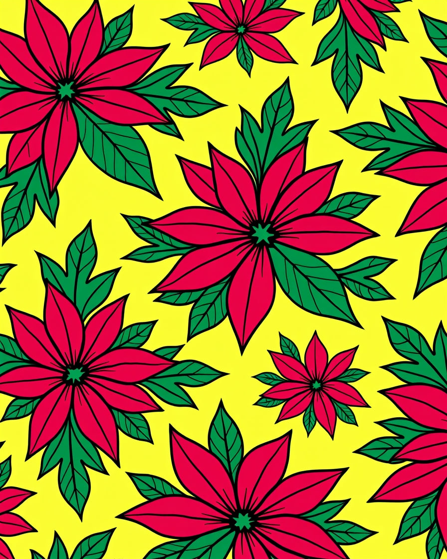 Vibrant Red Poinsettia Floral Arrangement Rug