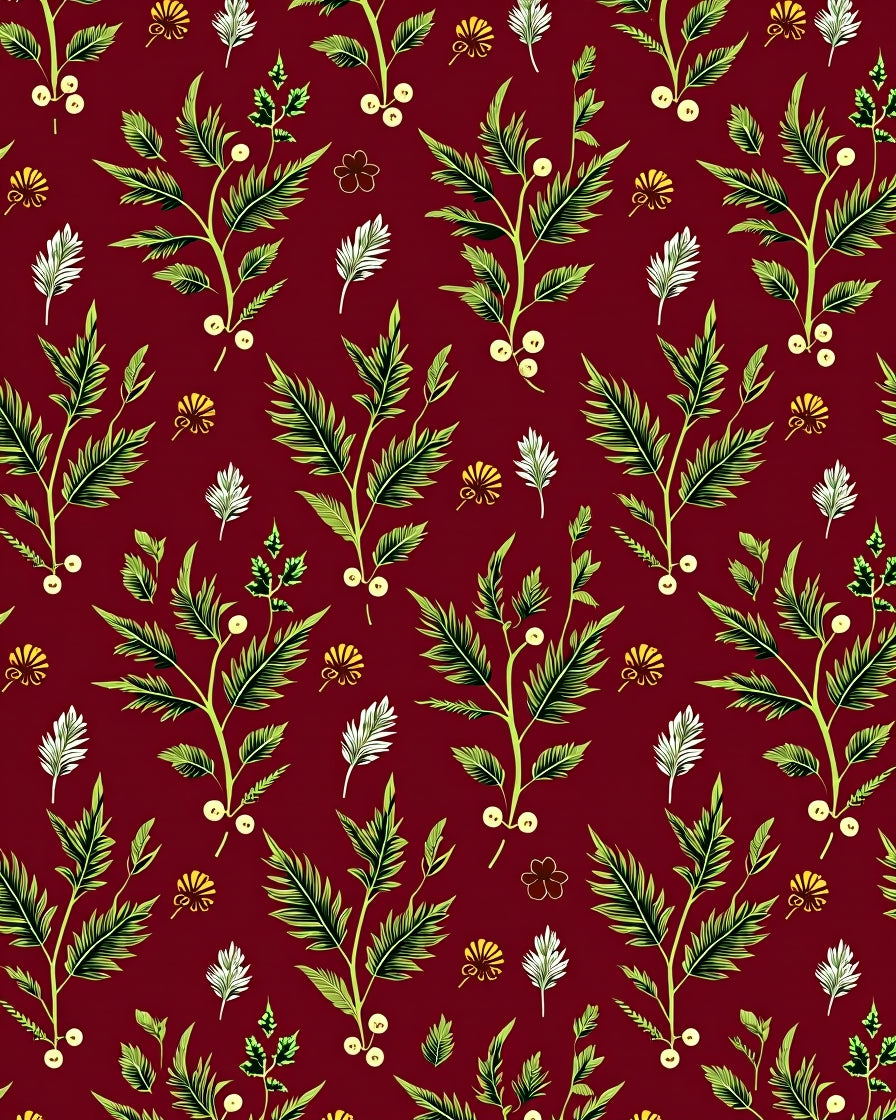Deep Red Botanical Garden Vine Rug
