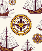 Nautical Ships Compass Rose Graphic Rug