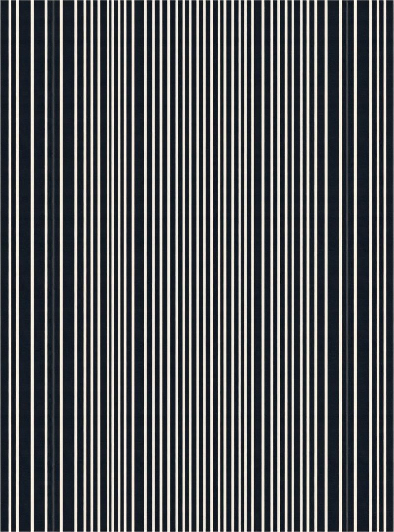 Minimalist Navy White Striped Vertical Rug