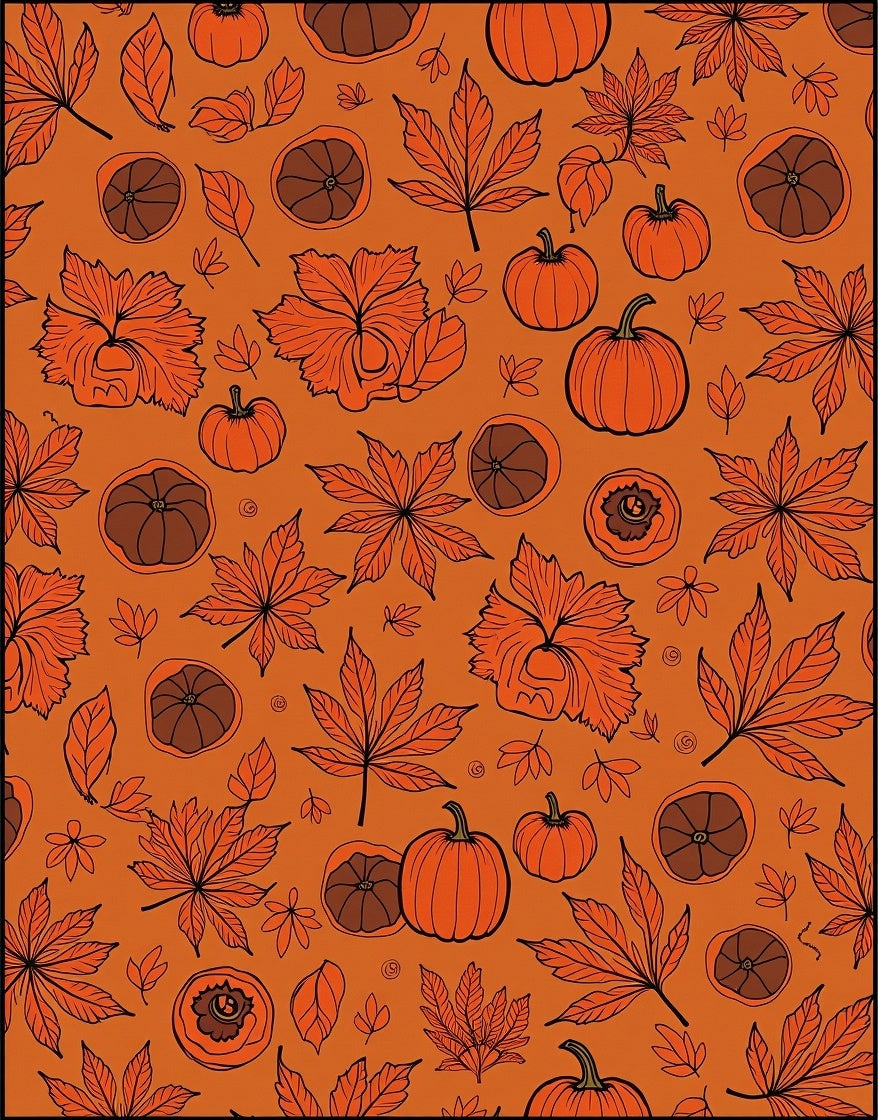 Autumn Orange Pumpkin Leaf Medley Rug