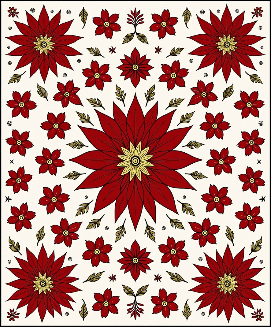 Radiant Red Floral Medley Rug
