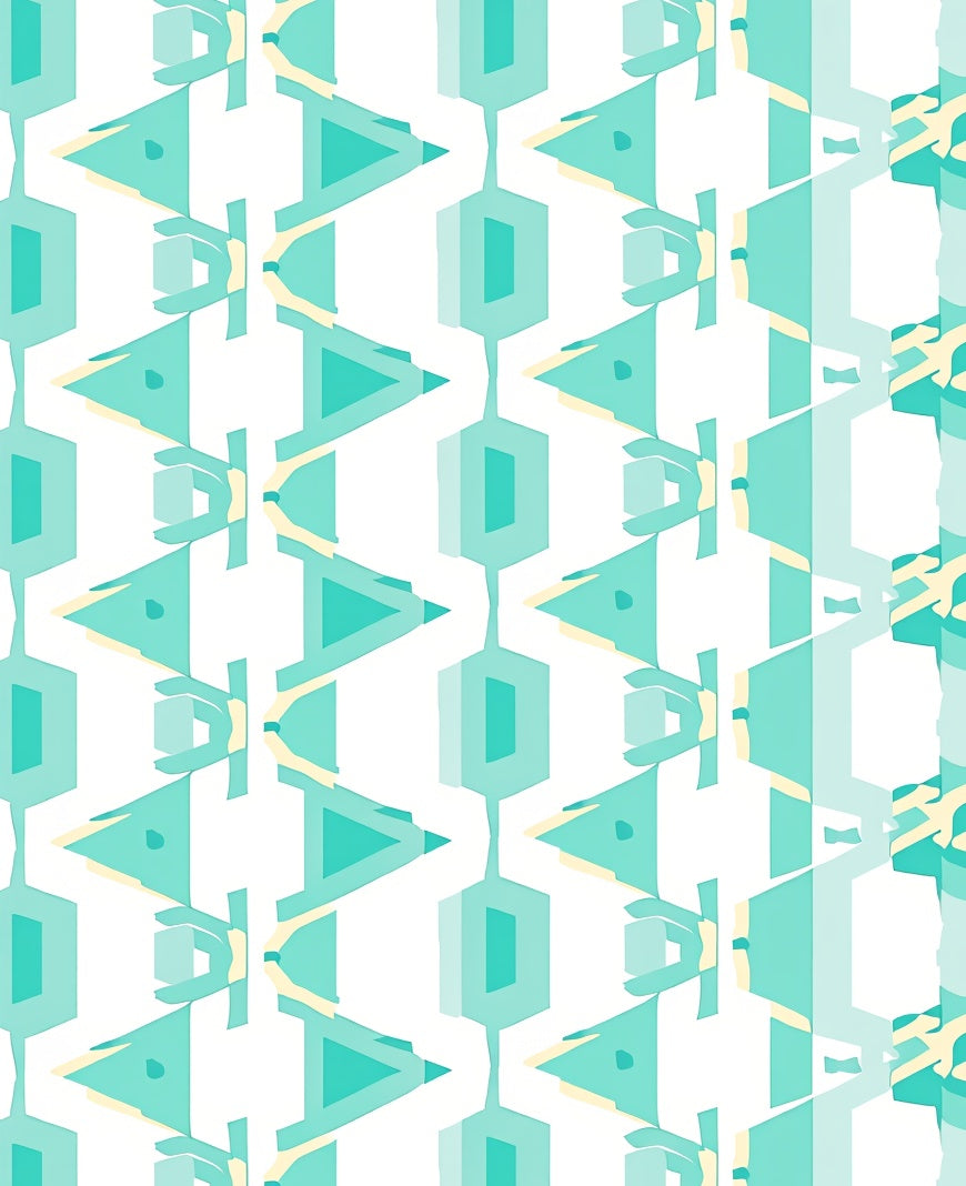 Aqua And Yellow Geometric Repeating Rug