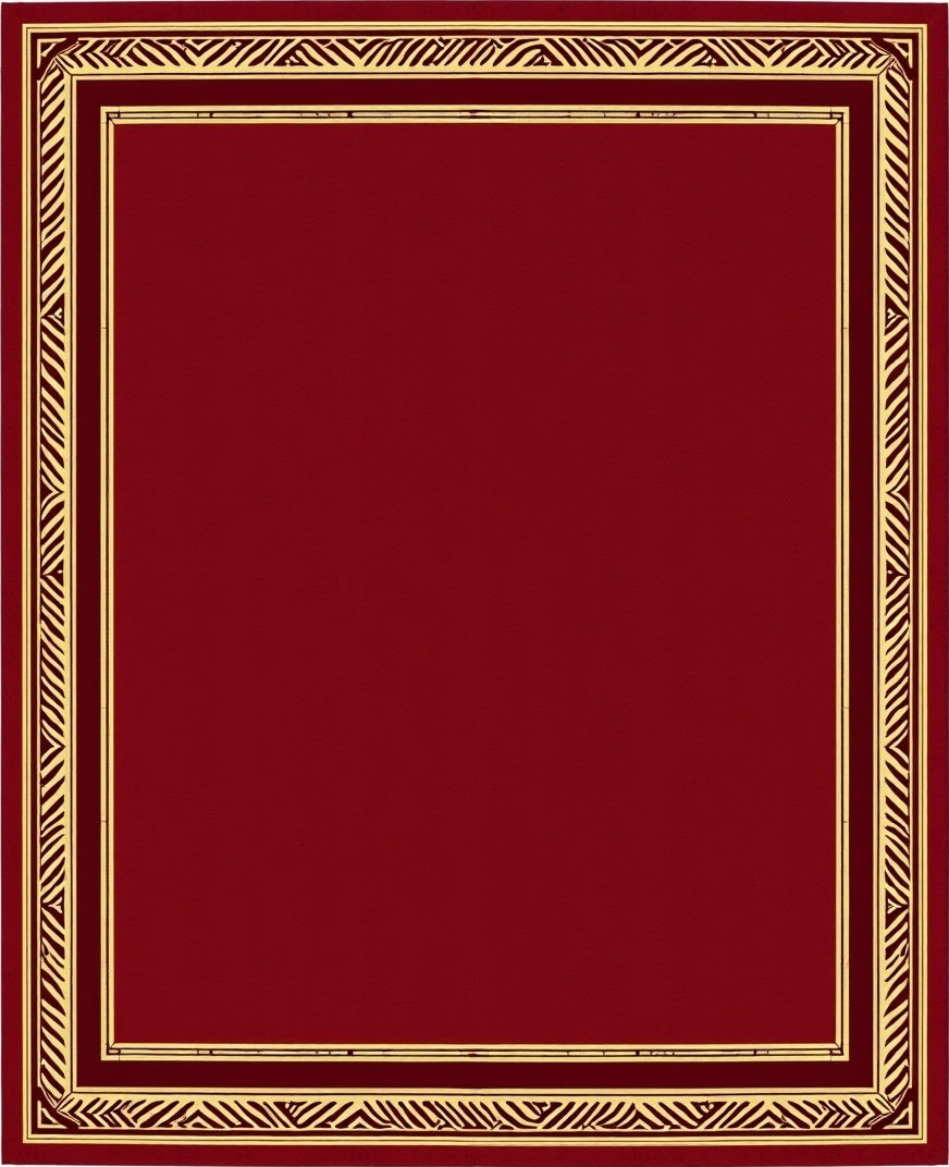 Crimson Gold Geometric Border Rug