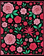Bold Pink Floral Bloom Garden Rug