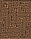 Orange Black Maze Geometry Rug