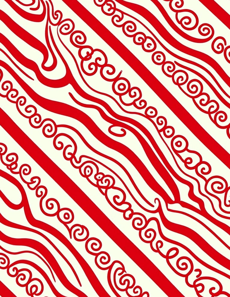 Crimson Swirl Diagonal Stripe Rug