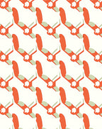 Coral and Sage Abstract Interlocking Shapes Rug