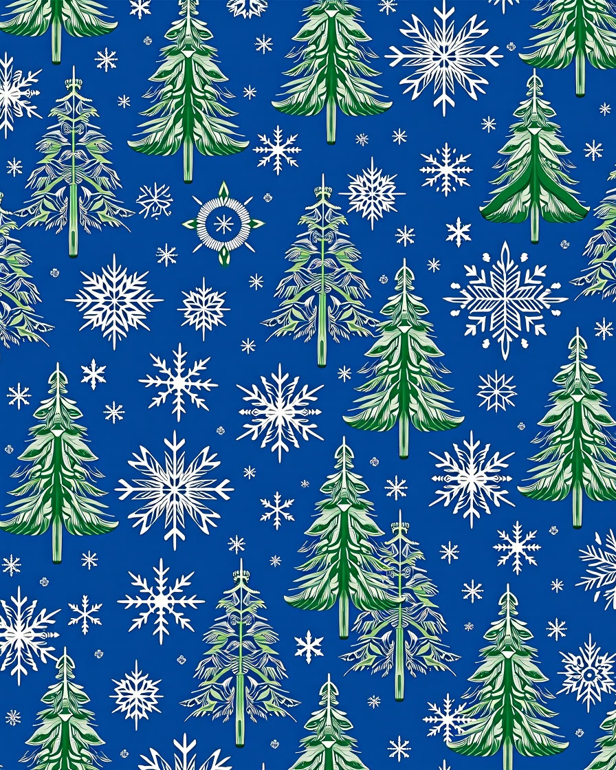 Winter Snowflakes Green Forest Trees Rug