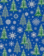 Winter Snowflakes Green Forest Trees Rug