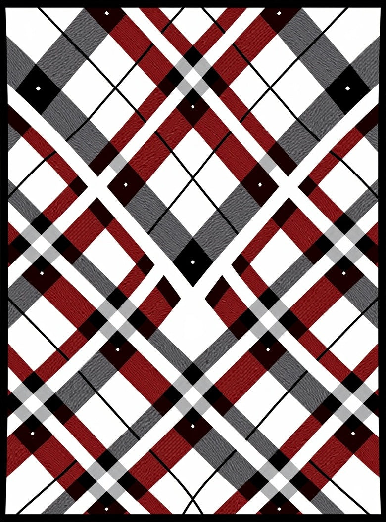 Classic Tartan Red White Grid Rug
