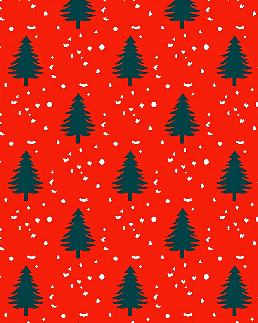 Christmas Trees Snow Red Background Rug
