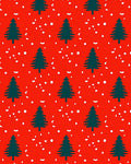 Christmas Trees Snow Red Background Rug