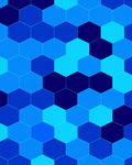 Deep Blue Hexagon Mosaic Rug