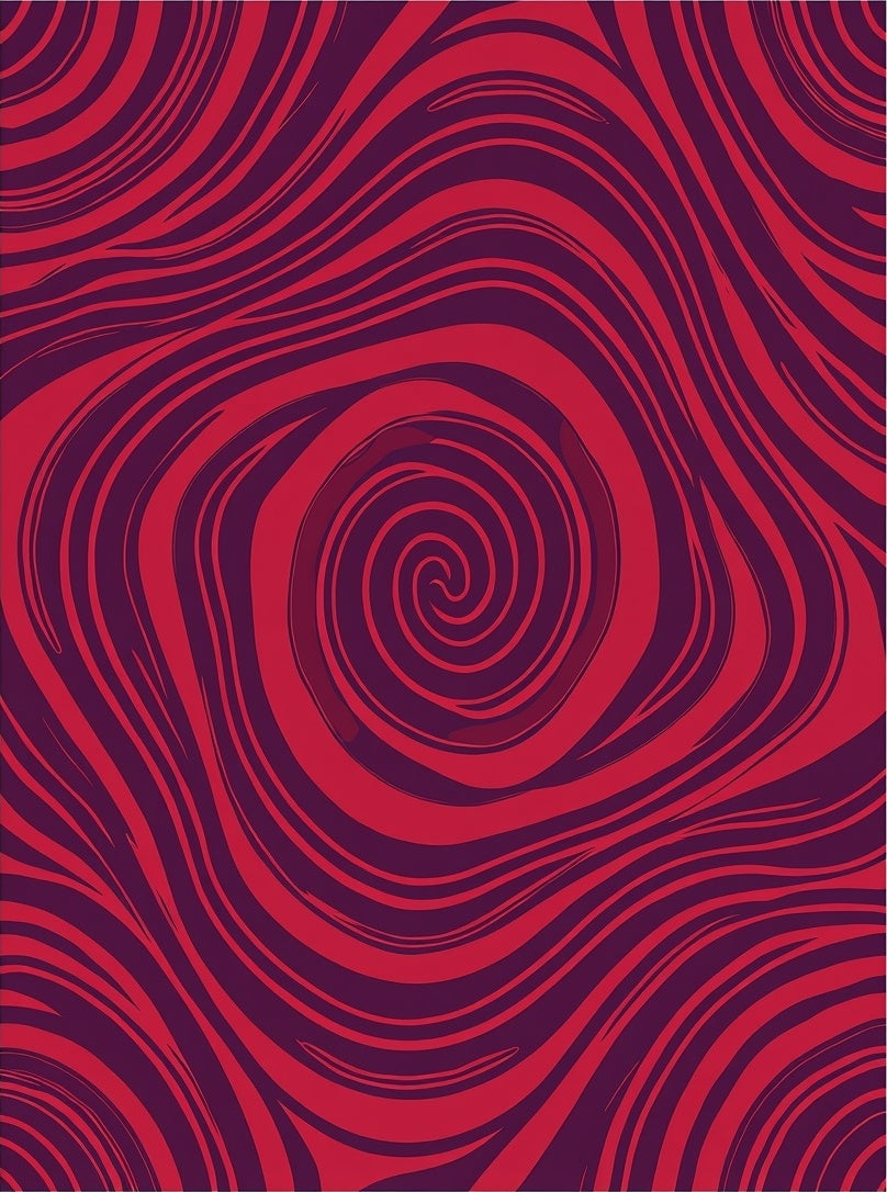 Crimson And Plum Swirl Abstract Rug
