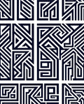 Navy White Geometric Maze Rug