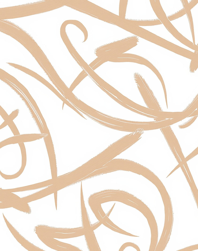 Abstract Tan Swirl Brush Strokes Rug