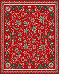 Crimson Green Leafy Floral Garland Rug