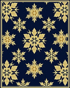 Golden Snowflake Navy Blue All-Over Rug