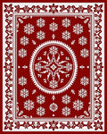 Crimson White Floral Medallion Border Rug